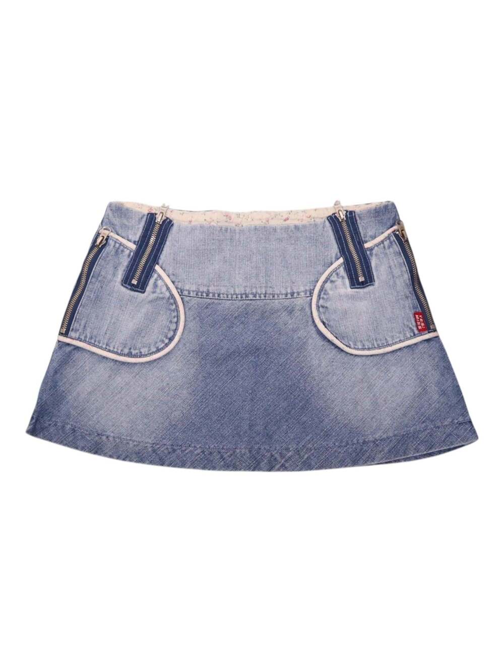 Y2K Italian Brand Denim Zipper Mini Skirt (XS/S)